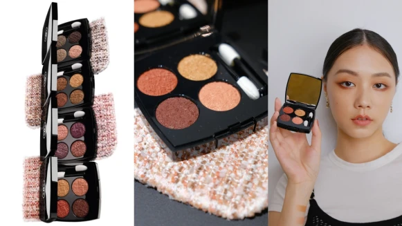 香奈兒四色眼影推出限量斜紋軟呢版,主打色03紅繡必收!連收納袋都出自刺繡工坊