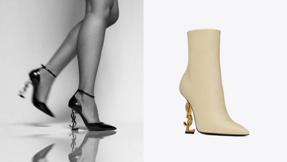 Saint Laurnet YSL高跟鞋變身YSL短靴，黑色經典、米色氣質、金色鞋跟超奢華