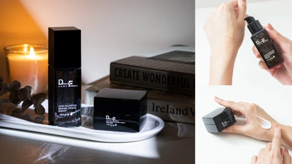 醫美保養界小精品誕生!DF美肌醫生3D超胜肽緊緻彈力精萃,霧黑瓶身8000顆胜肽晶球撫紋打造緊緻光,搭配輕乳霜珍稀雪絨花,保水彈潤停格年輕!