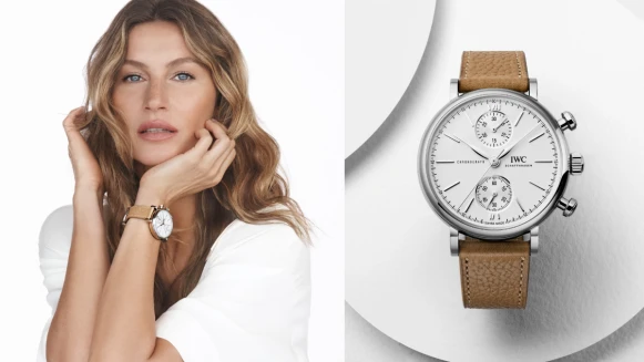 演繹當代女性優雅與躍動風格的代名詞－IWC萬國錶柏濤菲諾系列，戴上超模吉賽兒也鍾愛的風格，響應永續環保新的未來！