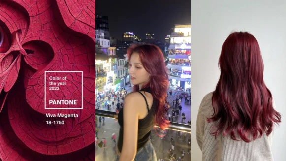 Pantone 2023代表色「Viva Magenta萬歲洋紅」變成髮色超顯白!絕對是今年必嘗試染髮