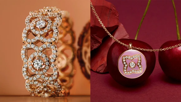 M編2023最想入手的精品輕珠寶！許路兒示範優雅混搭De Beers 超人氣 Enchanted Lotus系列新品，亮眼又繽紛的鑽石設計，展現少女感多變魅力！