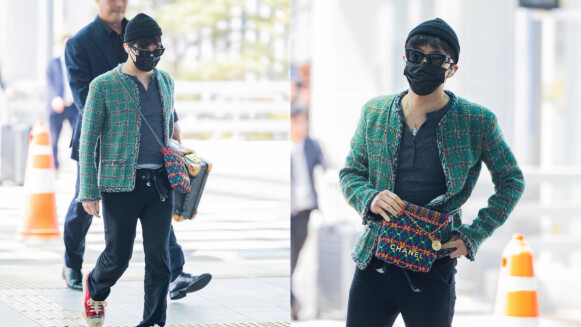 GD果然是最會穿香奈兒的男人！搶先曝光mini 22新色，現身機場預計前往…