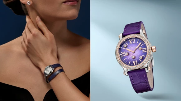 茱莉亞．羅勃茲以迷人全新形象，完美詮釋蕭邦經典Happy Sport系列腕錶快樂自由精神，期望女性盡情擁抱生命中的美好時刻！