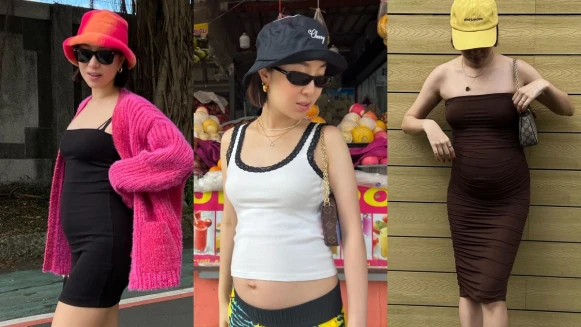 楊祐寧老婆Melinda二寶孕期這樣穿！合身洋裝、短上衣照穿依舊辣又美！