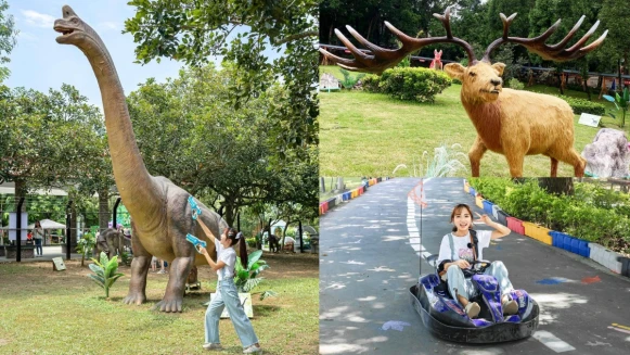 彰化新景點「古生物奇幻樂園」讓恐龍迷暴動！1.2萬坪空間藏霸王龍、卡丁車、氣墊城堡玩到不想回家