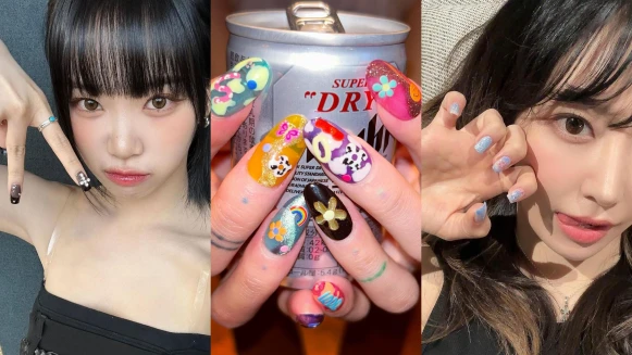 2023夏季韓星美甲10範本推薦！清新小雛菊、人魚光粉色系到個性派跳色通通有！