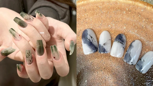 水墨畫美甲正熱!帶有清冷氣質的25款指彩範本推薦