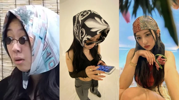 李泳知招牌造型頭巾+墨鏡其實可以很潮！女團舒華、許允真示範時髦綁法，這樣搭超好看