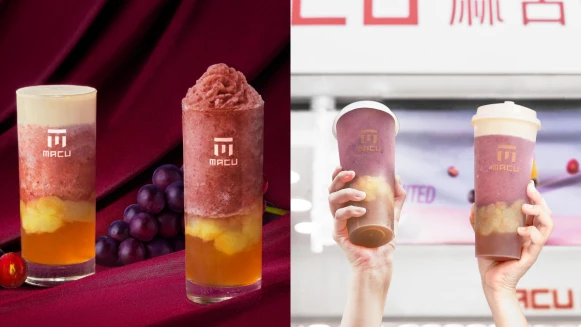麻古茶坊人氣王「葡萄果粒波波」、「芝芝葡萄果粒」回歸了，每口都喝得到濃濃葡萄香！
