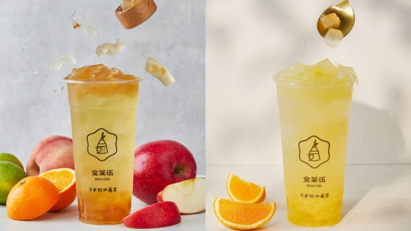 台南手搖飲夯店「金茶伍」推秋季新品！蘋果Q粿搭配富士蘋果，水果控快點來嚐鮮