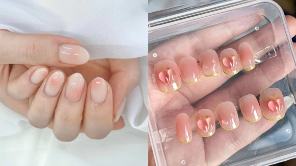 超溫柔!2024代表色Peach Fuzz柔和桃美甲20款盤點,指尖的氣質就靠它