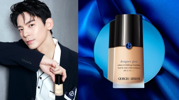 林柏宏全新挑戰，驚喜演出Giorgio Armani「設計師水燦光影粉底」#高訂藍瓶！形象大片高級到令人尖叫! 精緻淨透妝容令人稱羨