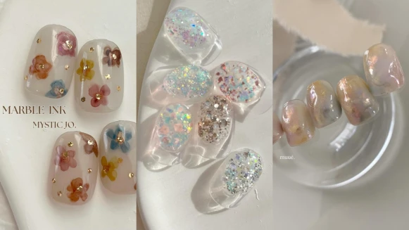 2024精選20款初春美甲靈感:繽紛櫻花、裸透淡彩風、可愛小花⋯