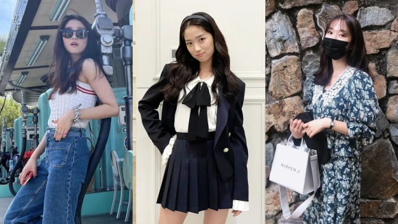 《背著善宰跑》金惠奫無害甜美私服，橫條紋、碎花、牛仔褲都是愛用單品