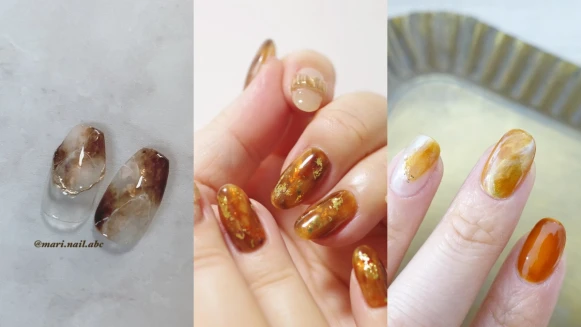 2024秋冬美甲必做「秋冬琥珀色調」靈感圖鑑,打造指尖溫暖迷人質感!
