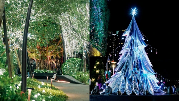 40萬顆銀白燈泡點亮台中!勤美聖誕村五大亮點,6米奇幻聖誕樹、250公尺長森林小徑太浪漫