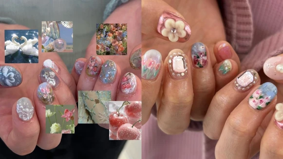 2025古典花卉美甲!低調高雅的奢華氛圍,指尖精緻度滿分