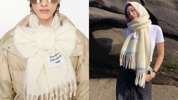 蝴蝶結綁法圍巾是這條！Acne Studios明亮柔和色調提升節慶穿搭氛圍