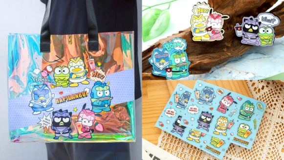 清心福全Ｘ三麗鷗男團聯名再出招！炫彩提袋搭金屬胸針，時髦可愛都到位