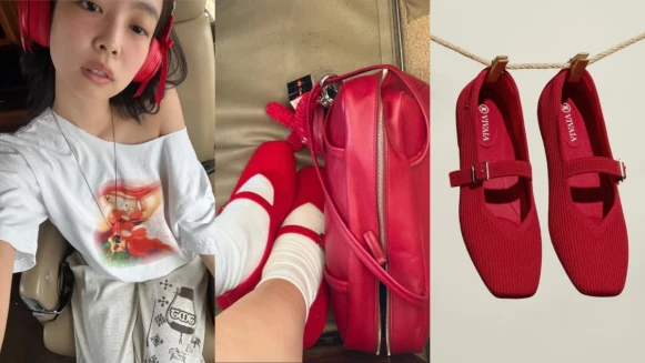 Jennie近期上腳紅色瑪莉珍找到了！朴敏英、Bella Hadid都在穿，環保女鞋VIVAIA台灣買的到