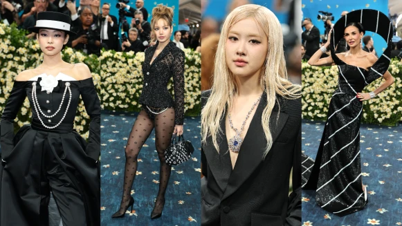 2025 Met Gala紅毯直擊：Blackpink未合體，Lisa黑色極短褲西裝造型，黛咪摩爾直接穿成一條領帶！