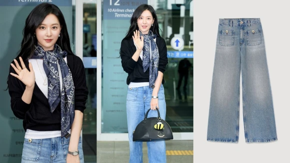 金智媛機場照牛仔褲是哪牌？直筒顯瘦來自法國女生愛牌，貴氣海仁女王風靠這配件