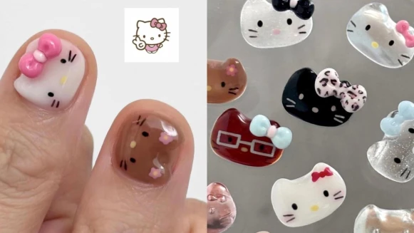 「小貓風」延燒到指尖！韓妞瘋做Hello Kitty美甲，4大人氣款式一次看