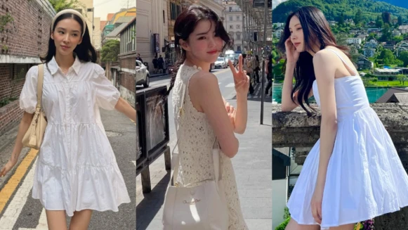 視覺降5度！2025夏日6韓星「白色洋裝穿搭」範本：韓韶禧、Sana從甜美到性感的百搭穿法