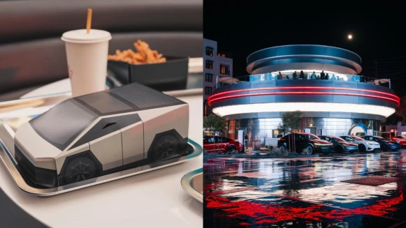 特斯拉餐廳比In-N-Out還好吃？Cybertruck裝漢堡太可愛、牛油炸薯條、機器人爆米花必吃