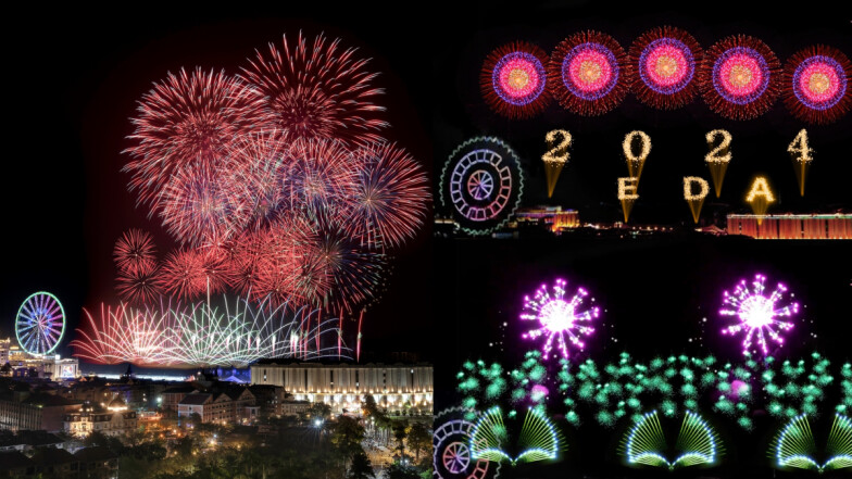 2024義大跨年煙火放999秒!巨型飛字煙火、幻象變色特效超驚艷,高雄萬豪酒店千坪螢幕同步直播