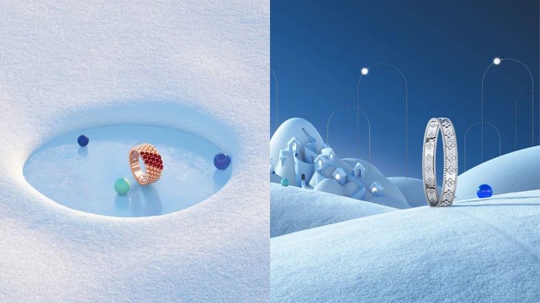 Van Cleef & Arpel Perlée系列再度攜手法國藝術家Arthur Hoffner,打造金質圓珠瑰麗迷人的專屬冬日氛圍