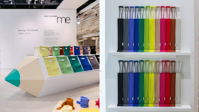 me ISSEY MIYAKE快閃店繽紛登場！巨型色鉛筆展台，經典12色皺摺包、昆布包全員到齊