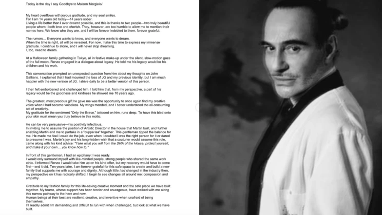 John Galliano感性寫下離別信,確認離開任職十年的Maison Margiela