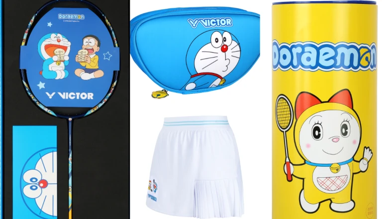 戴資穎愛用羽球品牌 VICTOR 與哆啦A夢推出聯名系列，一秒帶你乘坐時光機回到過去