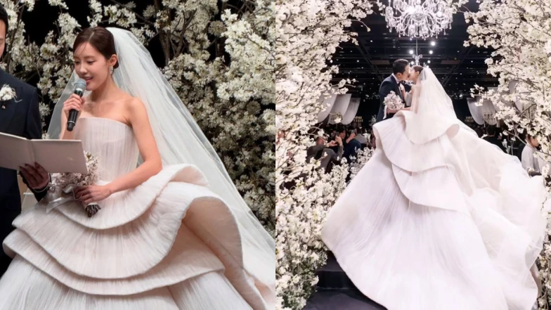 T-ara孝敏的婚紗夢幻至極！浪漫花瓣嫁衣來自這個品牌，全韓國僅有2件！