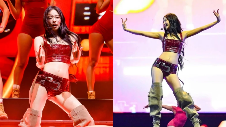 接棒Lisa！Jennie一人撐起Coachella舞台，火紅造型穿到底，腳上的過膝靴來自Gen Z愛牌