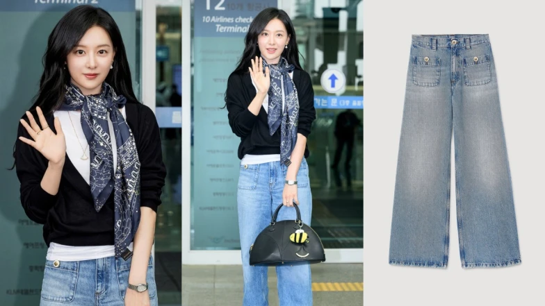金智媛機場照牛仔褲是哪牌？直筒顯瘦來自法國女生愛牌，貴氣海仁女王風靠這配件