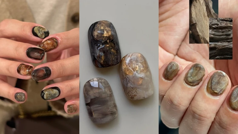 2025美甲造型推薦：日系小眾「地質系美甲」，層次細節堆疊出簡約高級感