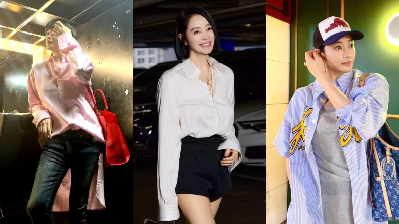 55歲金憓秀一件襯衫配短褲讓韓網淪陷!不敗的青龍女神,私服5襯衫穿出多變風格