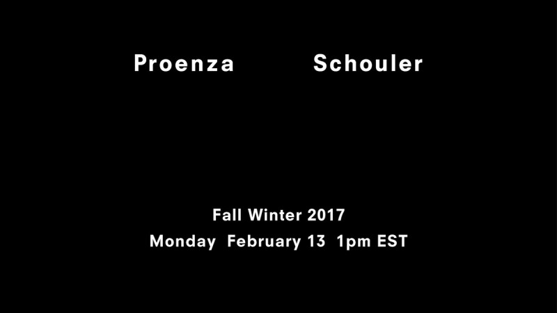 【Live】線上看！Proenza Schouler 2017秋冬大秀，將在2/14凌晨2點登場