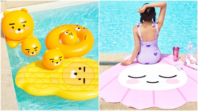 夏天就帶超萌「萊恩游泳圈」衝海灘！Kakao Friends推出「粉色夏威夷」系列周邊，桃子貝殼沙灘巾也太可愛