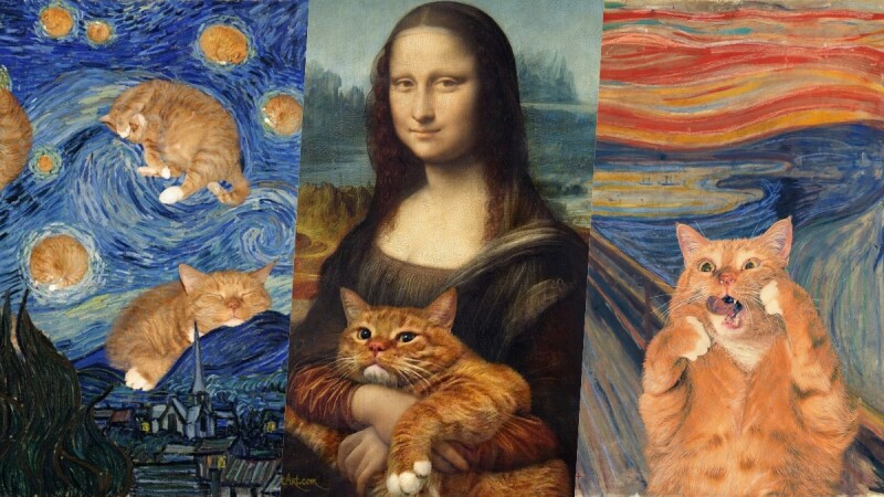 貓咪穿越名畫！俄藝術家筆下「橘貓亂入世界名畫」從蒙娜麗莎、梵谷星空、吶喊都看得到貓咪身影