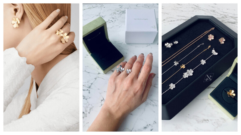 【試戴報告】K金鑽石指尖戒、小巧耳環，立體花朵造型實在太可愛，我的第一件 Van Cleef & Arpels 就是她！ (內附開箱影片)