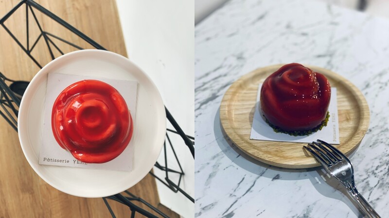 【台中甜點】《葉食甜點工作室》推出「玫瑰荔枝塔」、「玉荷包荔枝捲」!一整顆頂級玉荷包入餡,超奢華的貴婦級甜點