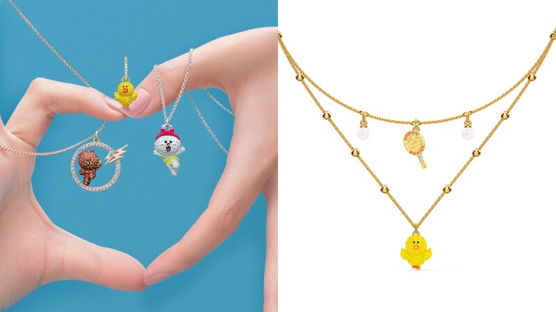 集合熊大、兔兔、莎莉人氣角色!Swarovski聯手Line Friends推出萌趣項鍊、手環、擺飾