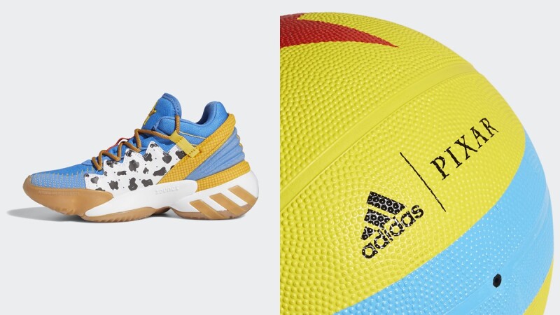 adidas攜手皮克斯動畫打造胡迪警長、巴斯光年聯名鞋款，更推出經典彩球造型籃球