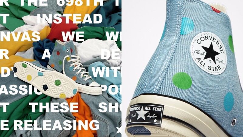 Converse為Chuck 70換上繽紛波卡圓點圖案,推出俏皮感丹寧帆布鞋