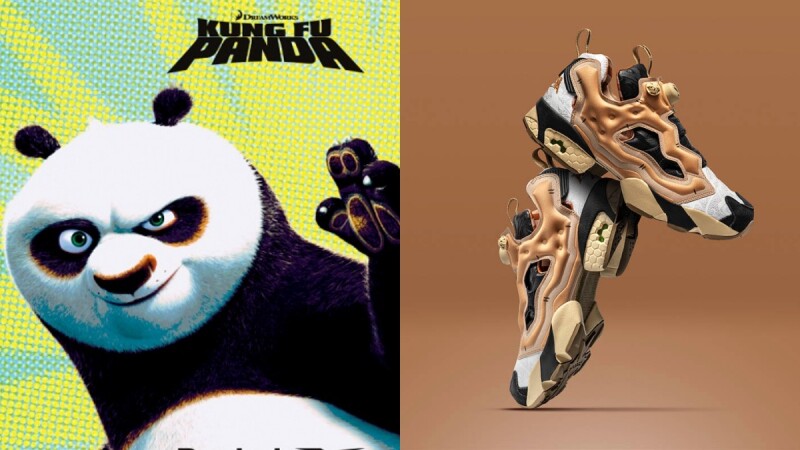 熊貓躍上充氣鞋！Reebok攜手電影功夫熊貓推出聯名球鞋、服飾，充氣按鈕變成熊貓圖案