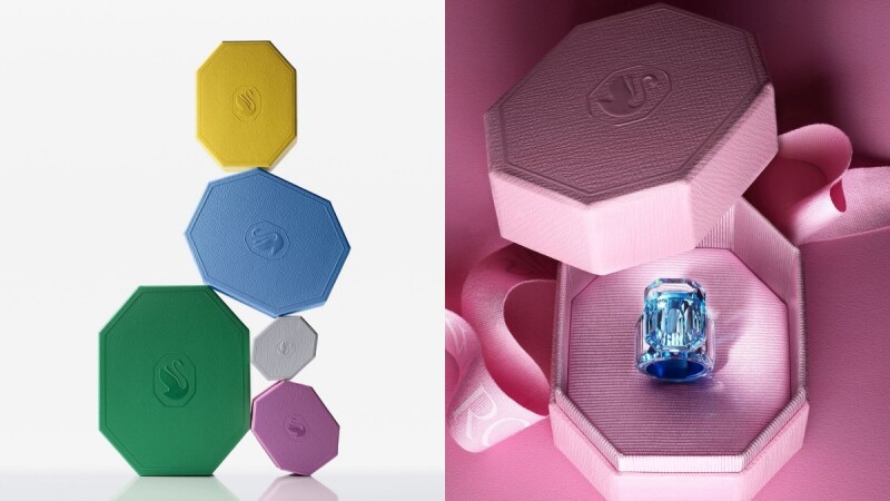 經典小藍盒改頭換面！Swarovski以珠寶切割工藝為題，打造奶油白、丁香紫、寶寶藍…全新八角形包裝盒